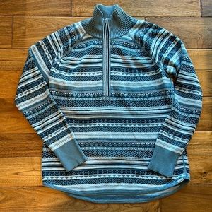 Eddie Bauer fair isle 1/4 zip mock neck sweater